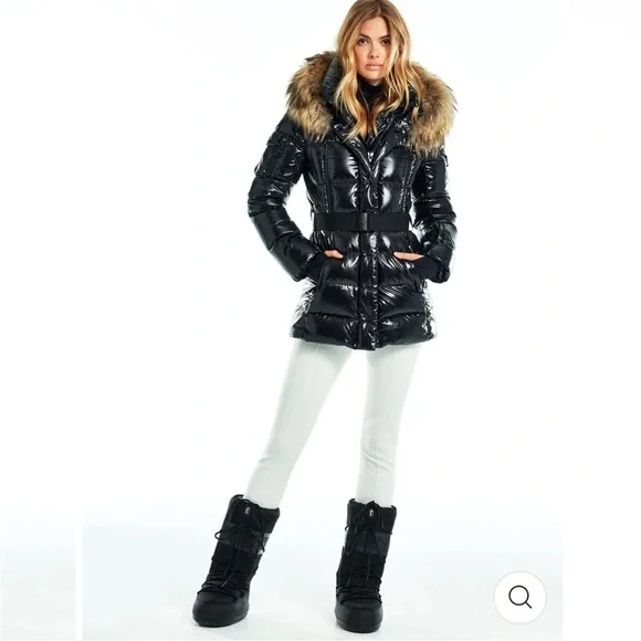 Sam Millenium Real Fur Trim Belted Down Puffer Jacket size XS - Picture 2 of 12